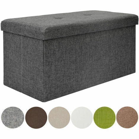 DuneDesign Banc De Rangement 76x38x38cm Coffre Pliant 80L Rembourré Gris - Grau 3 DuneDesign Banc De Rangement 76x38x38cm Coffre Pliant 80L Rembourré Gris - Grau