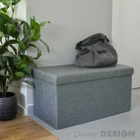 DuneDesign Banc De Rangement 76x38x38cm Coffre Pliant 80L Rembourré Gris Clair - Grau 7 DuneDesign Banc De Rangement 76x38x38cm Coffre Pliant 80L Rembourré Gris Clair - Grau – Image 5