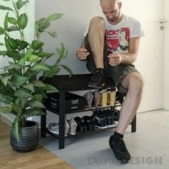 DUNEDESIGN Range-chaussures Avec Banquette 81x32x50cm Porte-chaussures Avec Banc Marron - Braun -Outillage Soldes Boutique 10974281 5