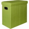 DuneDesign Panier à Linge Pliable 70L Coffre De Rangement Pliant Avec Poignées Couvercle Pouf Imitation Lin Vert Citron - Grün -Outillage Soldes Boutique 10974282 1
