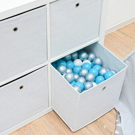 DuneDesign Set De 4 Boîtes De Rangement Ouvertes 33x38x33cm Tissu Pliant Pour Kallax Expedit 2 Oeillets En Métal Blanc - Weiss 5 DuneDesign Set De 4 Boîtes De Rangement Ouvertes 33x38x33cm Tissu Pliant Pour Kallax Expedit 2 Oeillets En Métal Blanc - Weiss – Image 3