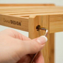 DuneDesign Étagère En Bois 38x39,5x124,5cm 4 Tablettes Superposées Lattes En Bambou Meuble à Rayonnages De Salle De Bain - Braun -Outillage Soldes Boutique 10974302 4