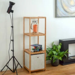 DuneDesign Étagère En Bois 38x39,5x124,5cm 4 Tablettes Superposées Lattes En Bambou Meuble à Rayonnages De Salle De Bain - Braun -Outillage Soldes Boutique 10974302 5