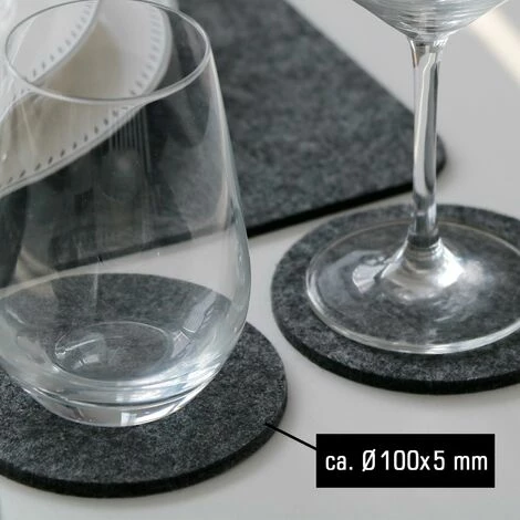 DuneDesign 8 Dessous De Verres Rond Sous-verres Incl Etui Feutre Artificiel Gris - Grau 5 DuneDesign 8 Dessous De Verres Rond Sous-verres Incl Etui Feutre Artificiel Gris - Grau – Image 3