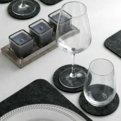 DuneDesign 8 Dessous De Verres Rond Sous-verres Incl Etui Feutre Artificiel Gris - Grau 10 DuneDesign 8 Dessous De Verres Rond Sous-verres Incl Etui Feutre Artificiel Gris - Grau -Outillage Soldes Boutique 10974313 4
