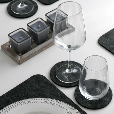 DuneDesign 8 Dessous De Verres Rond Sous-verres Incl Etui Feutre Artificiel Gris - Grau 6 DuneDesign 8 Dessous De Verres Rond Sous-verres Incl Etui Feutre Artificiel Gris - Grau – Image 4