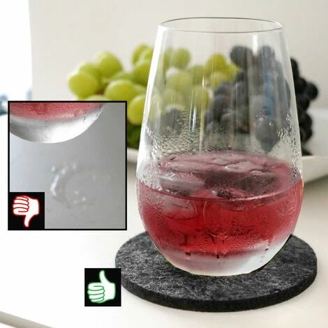 DuneDesign 8 Dessous De Verres Rond Sous-verres Incl Etui Feutre Artificiel Gris - Grau 7 DuneDesign 8 Dessous De Verres Rond Sous-verres Incl Etui Feutre Artificiel Gris - Grau – Image 5