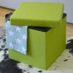 DuneDesign Poufs 38cm Avec Coffre De Rangement 42L Repose-pieds En Forme De Cube Avec Couvercle Amovible Rembourré Bouts De Canapé Pliant Tabouret Vert Tilleul - Grün -Outillage Soldes Boutique 10978052 4