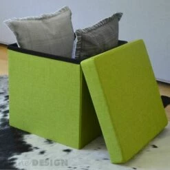 DuneDesign Poufs 38cm Avec Coffre De Rangement 42L Repose-pieds En Forme De Cube Avec Couvercle Amovible Rembourré Bouts De Canapé Pliant Tabouret Vert Tilleul - Grün -Outillage Soldes Boutique 10978052 5