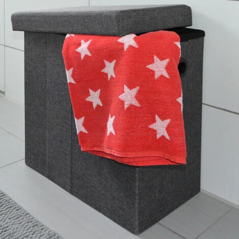 DuneDesign Panier à Linge Pliable 70L Coffre De Rangement Pliant Avec Poignées Couvercle Pouf Imitation Lin Marron Foncé - Grau 5 DuneDesign Panier à Linge Pliable 70L Coffre De Rangement Pliant Avec Poignées Couvercle Pouf Imitation Lin Marron Foncé - Grau – Image 3