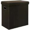 DuneDesign Panier à Linge Pliable 70L Coffre De Rangement Pliant Avec Poignées Couvercle Pouf Imitation Lin Marron Foncé - Braun -Outillage Soldes Boutique 10987238 1
