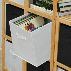 DuneDesign Set 4 Boîtes De Rangement Ouvertes 33x38x33cm Pliantes Pour étagère Kallax Expedit Anses En Tissu Blanc - Weiss -Outillage Soldes Boutique 10987242 5