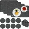 DuneDesign 4 Sets De Table 43x30x0,5cm Et 8 Dessous De Verres Ø10cm Gris - Grau -Outillage Soldes Boutique 11327163 1