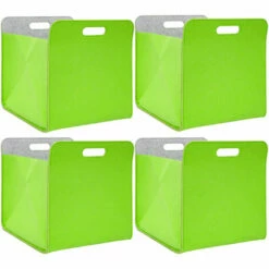 DUNEDESIGN 4 Boîtes De Rangement Feutre 33x33x38cm Kallax Panier Feutrine Étagère Ikea Vert - Grün