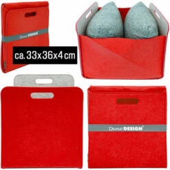 DUNEDESIGN 4 Boîtes De Rangement Feutre 33x33x38 Kallax Panier Feutrine Étagère Ikea Rouge - Rot -Outillage Soldes Boutique 11486259 4
