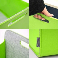 DUNEDESIGN 4 Boîtes De Rangement Feutre 33x33x38 Cm Kallax Panier Étagère Ikea Gris Vert - Grau -Outillage Soldes Boutique 11486260 5