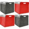 DUNEDESIGN 4 Boîtes De Rangement Feutre 33x33x38 Cm Kallax Panier Feutrine Ikea Gris Rouge - Rot -Outillage Soldes Boutique 11486264 1