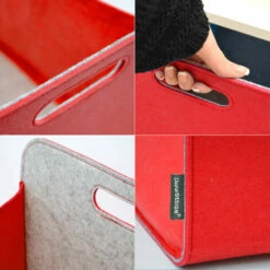DUNEDESIGN 4 Boîtes De Rangement Feutre 33x33x38 Cm Kallax Panier Feutrine Ikea Gris Rouge - Rot -Outillage Soldes Boutique 11486264 5