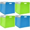 DUNEDESIGN 4 Boîtes De Rangement Feutre 33x33x38 Cm Kallax Panier Feutrine Ikea Bleu Vert - Bunt