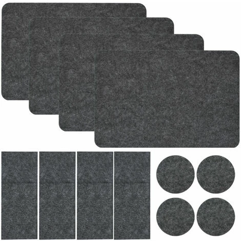 DUNEDESIGN Set De Table En Feutre Pour 4 Sac à Couverts Sous-verre 43 X 30 Cm Napperon Gris - Grau 3 DUNEDESIGN Set De Table En Feutre Pour 4 Sac à Couverts Sous-verre 43 X 30 Cm Napperon Gris - Grau