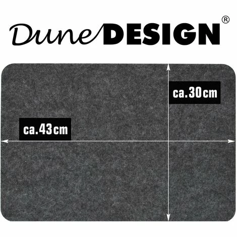 DUNEDESIGN Set De Table En Feutre Pour 4 Sac à Couverts Sous-verre 43 X 30 Cm Napperon Gris - Grau 4 DUNEDESIGN Set De Table En Feutre Pour 4 Sac à Couverts Sous-verre 43 X 30 Cm Napperon Gris - Grau – Image 2
