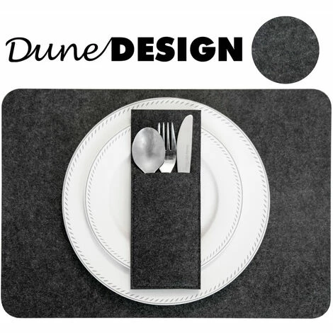 DUNEDESIGN Set De Table En Feutre Pour 4 Sac à Couverts Sous-verre 43 X 30 Cm Napperon Gris - Grau 7 DUNEDESIGN Set De Table En Feutre Pour 4 Sac à Couverts Sous-verre 43 X 30 Cm Napperon Gris - Grau – Image 5