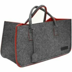 DuneDesign Sac En Faux Feutre 50x25x25cm à Provisions Bois 25kg Gris Rouge - Rot