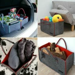 DuneDesign Sac En Faux Feutre 50x25x25cm à Provisions Bois 25kg Gris Rouge - Rot -Outillage Soldes Boutique 12736511 3