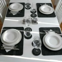 DUNEDESIGN Set De Table En Feutre Artificiel 43x30x0,5cm Ensemble De 4 Pcs Gris - Grau -Outillage Soldes Boutique 12736515 4