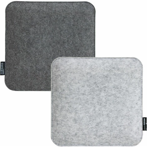 DUNEDESIGN Stuhlkissen Filz 2er Set Viereckig Grau 35x35cm - Grau 3 DUNEDESIGN Stuhlkissen Filz 2er Set Viereckig Grau 35x35cm - Grau