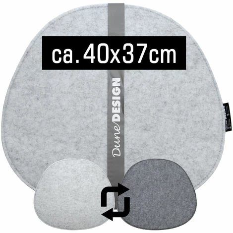DUNEDESIGN 2 Coussins De Siège En Feutre Ovale 40x37x0,8cm Coussin D'Assise Réversible Gris - Grau 4 DUNEDESIGN 2 Coussins De Siège En Feutre Ovale 40x37x0,8cm Coussin D'Assise Réversible Gris - Grau – Image 2