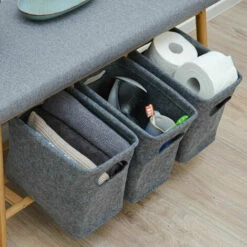 DUNEDESIGN Rangement Du Papier Toilette Boîte En Feutre Pour 4 Rouleaux Panier De Bain Gris - Grau -Outillage Soldes Boutique 23515941 3