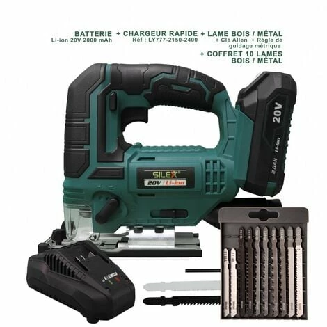 Scie Sauteuse Sans Fil 20 V Silex® ( Batterie 2 Ah ) + Jeu De Lames De Scie Sauteuse | 10 Pièces 3 Scie Sauteuse Sans Fil 20 V Silex® ( Batterie 2 Ah ) + Jeu De Lames De Scie Sauteuse | 10 Pièces