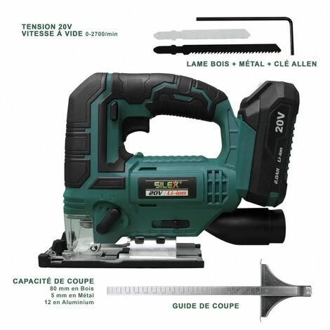 Scie Sauteuse Sans Fil 20 V Silex® ( Batterie 2 Ah ) + Jeu De Lames De Scie Sauteuse | 10 Pièces 4 Scie Sauteuse Sans Fil 20 V Silex® ( Batterie 2 Ah ) + Jeu De Lames De Scie Sauteuse | 10 Pièces – Image 2