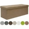 DuneDesign Coffre De Rangement XXL Pliante 110x38x38cm Incl 2 Cloisons 120L Pouf Pliable Repose-pieds Rectangulaire Rembourré 3 Places Marron Clair - Braun -Outillage Soldes Boutique 26509075 1