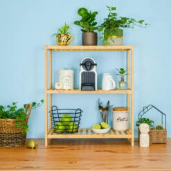 DUNEDESIGN Étagère Bambou - 69x60x26 Meuble Bois Salle De Bain Cuisine Rangement Chaussures - Braun -Outillage Soldes Boutique 34199426 3