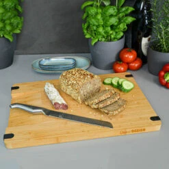 DUNEDESIGN Planche à Découper En Bois Massif Avec Bec Verseur 44x30x2cm Planche Antidérapan - Holzfarben -Outillage Soldes Boutique 35523863 5