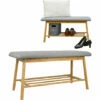 DUNEDESIGN Banc Scandinave Avec Rangement Pour Chaussures 90x34x44 Banquette D'Entrée - Hellgrau 2 DUNEDESIGN Banc Scandinave Avec Rangement Pour Chaussures 90x34x44 Banquette D'Entrée - Hellgrau -Outillage Soldes Boutique 35530645 1