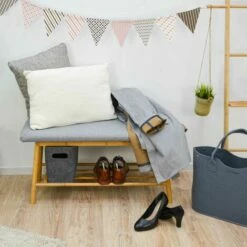 DUNEDESIGN Banc Scandinave Avec Rangement Pour Chaussures 90x34x44 Banquette D'Entrée - Hellgrau -Outillage Soldes Boutique 35530645 4