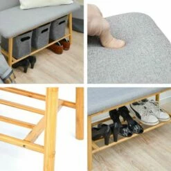 DUNEDESIGN Banc Scandinave Avec Rangement Pour Chaussures 90x34x44 Banquette D'Entrée - Hellgrau -Outillage Soldes Boutique 35530645 5