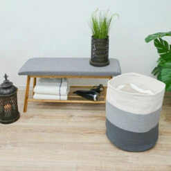 DUNEDESIGN Panier De Rangement Ø38x46 50L Corbeille à Linge En Osier Panier à Jouets Rond - Grau -Outillage Soldes Boutique 35534255 4