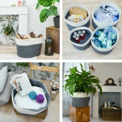 DUNEDESIGN Panier De Rangement Ø 50x35 60L Corbeille à Linge En Osier Panier à Jouets Rond - Grau -Outillage Soldes Boutique 35534259 3