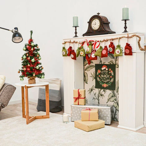 DUNEDESIGN Calendrier De L'Avent à Remplir - 24 Pochettes Cadeaux En Tissu - DIY Kit Noël - Rot 4 DUNEDESIGN Calendrier De L'Avent à Remplir - 24 Pochettes Cadeaux En Tissu - DIY Kit Noël - Rot – Image 2