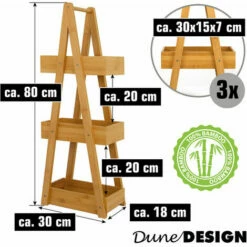 DUNEDESIGN 100% Bambou Etagère De Bain Avec 3 Paniers En Bois 30x18x80 Cuisine Et Bain - Braun -Outillage Soldes Boutique 35534949 5