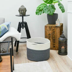 DUNEDESIGN Panier De Rangement Ø39x30 35L Corbeille à Linge En Osier Panier à Jouets Rond - Weiss -Outillage Soldes Boutique 35534984 3