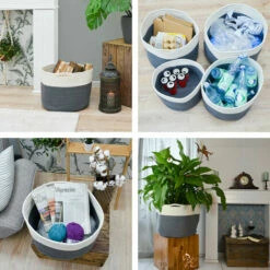 DUNEDESIGN Panier De Rangement Ø39x30 35L Corbeille à Linge En Osier Panier à Jouets Rond - Weiss -Outillage Soldes Boutique 35534984 4