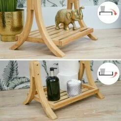 DUNEDESIGN Porte Serviette En Bambou Durable 40x30x102cm Sèche Serviettes Sur Pied Salle - Braun -Outillage Soldes Boutique 35536289 4