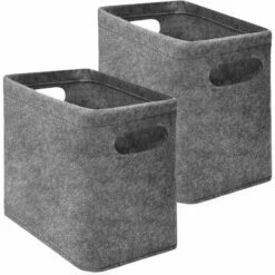 DUNEDESIGN 2x Boîte De Feutre De Stockage De Papier Toilette Pour 8 Rouleaux Gris - Grau