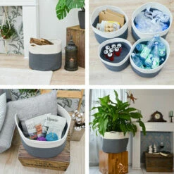 DUNEDESIGN Panier De Rangement Ø43x33 45L Corbeille à Linge En Osier Panier à Jouets Rond - Weiss -Outillage Soldes Boutique 35568048 4