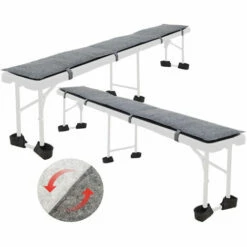 DUNEDESIGN Set Feutre 2 Coussins Réversibles Banc Bière 180cm 12 Capuchons Protection Sol - Grau